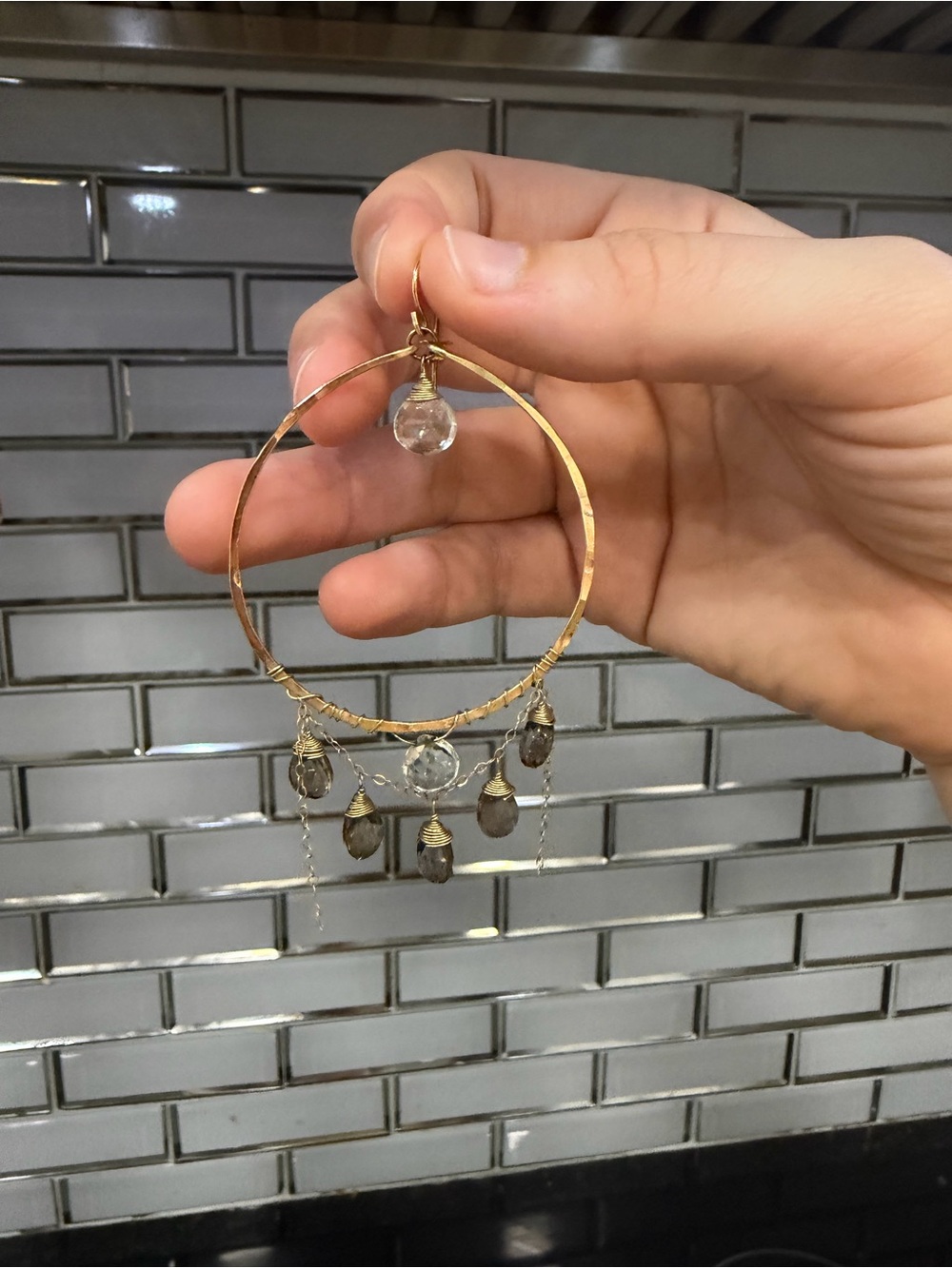 Delia Langan Gemstone Cascade Hoops Gold Plated Earrings